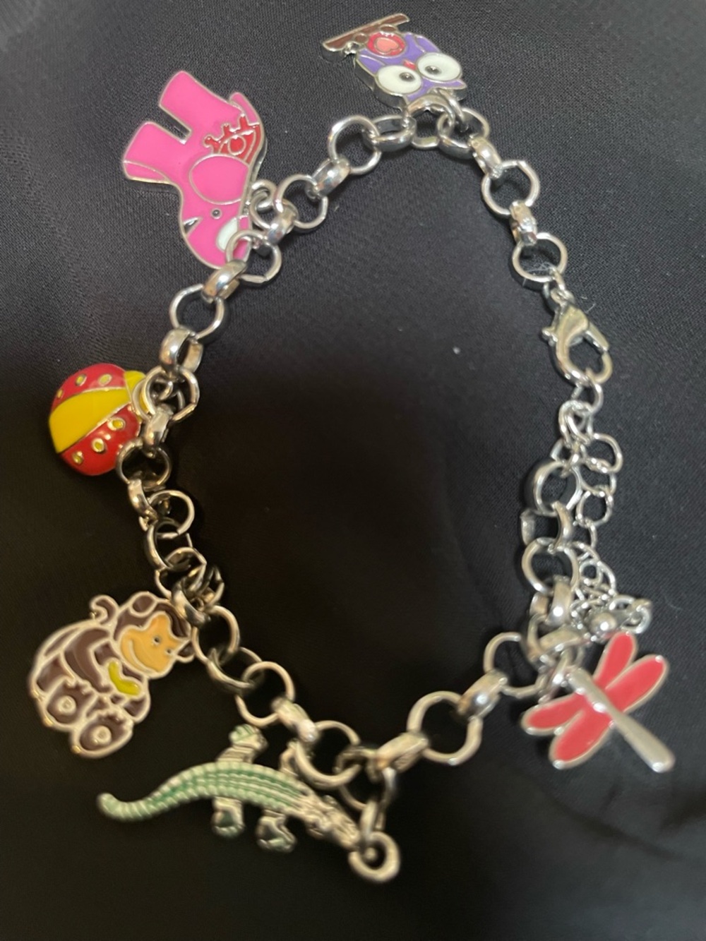 CLEARANCE Playful Pink Charm Bracelet with Colorful Animal & Toy Charms